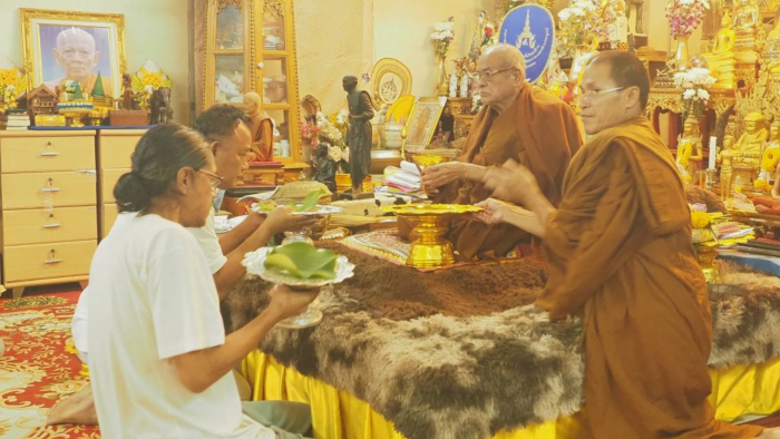 Luang Pu Klaew, abbot of Wat Khao Kho Phatthanaram Ordination of new monks to receive Kathin for the year 2024