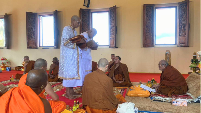 Luang Pu Klaew, abbot of Wat Khao Kho Phatthanaram Ordination of new monks to receive Kathin for the year 2024